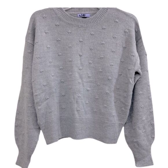 VYLETTE SWEATER MOTHER MEDIUM JR GRAY BAUBLE STITCH POM POM SOFT CLASSIC. - Picture 3 of 12